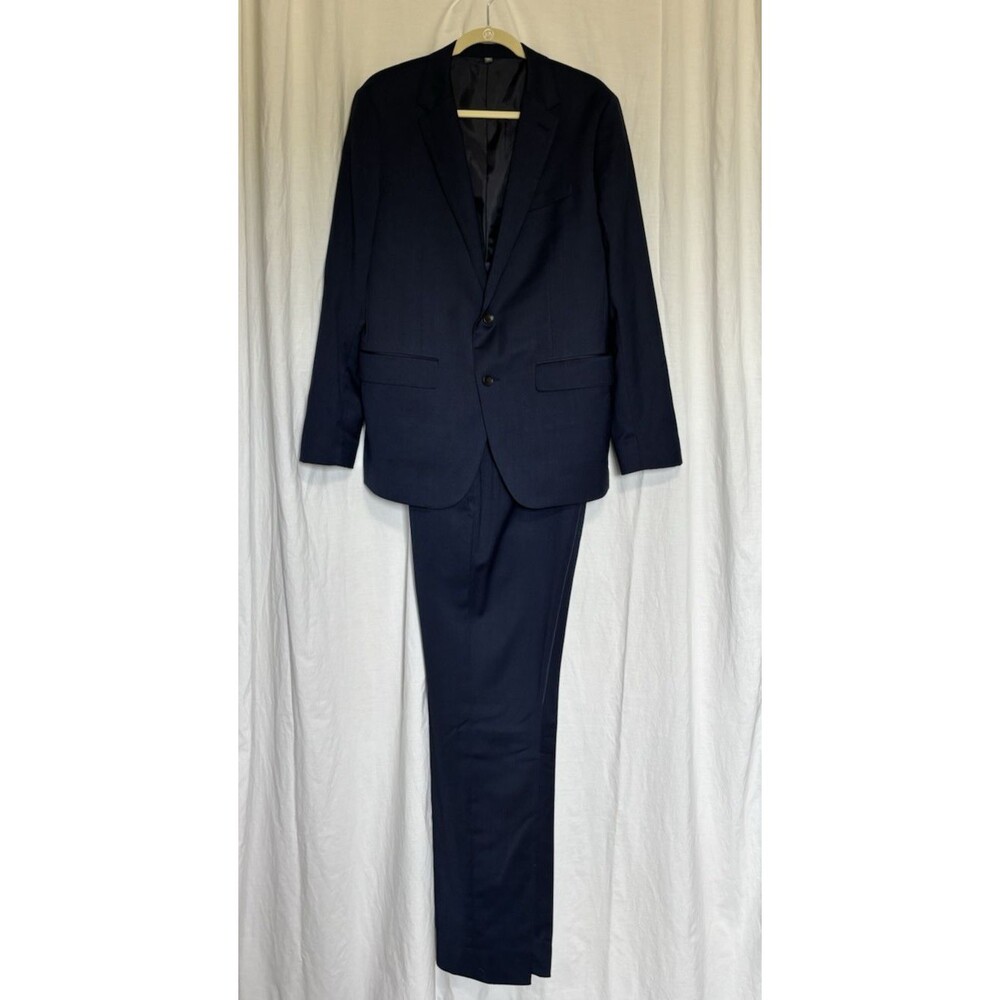 Bonobos Jetsetter Suit Mens 41R Jacket 2 Pairs Pants Navy Blue Wool 3PC Slim Fit